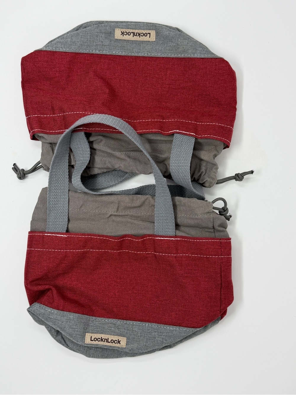 LocknLock Mini Tote Lunch Bag with Handle Insulated New Red Gray